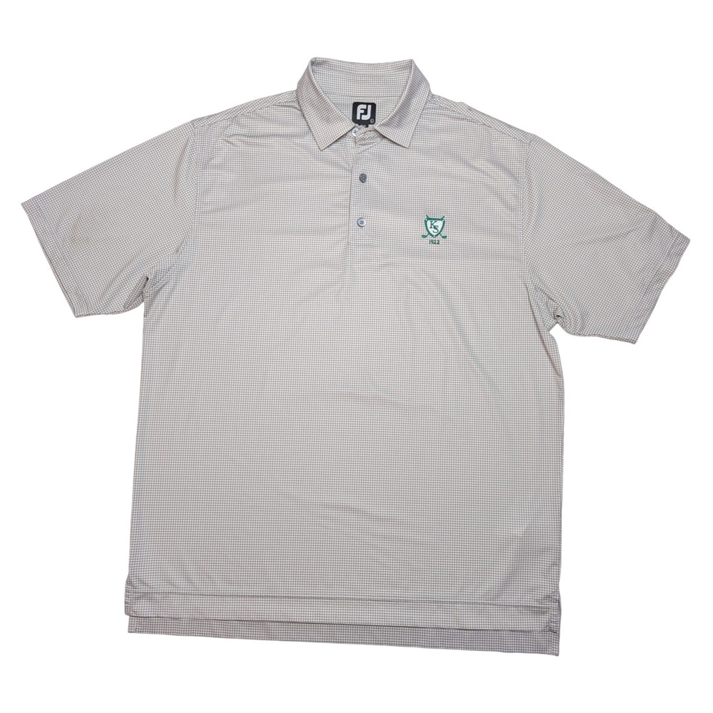FootJoy Kenosha Country Club Polo Mens L Gray Houndstooth 1922 Shamrock